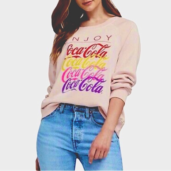 Wildfox x Coca-Cola Pink Sweatshirt NWT Enjoy the 90s graphics size XL - Picture 1 of 11